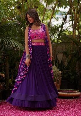 Purple Georgette Lehenga Set