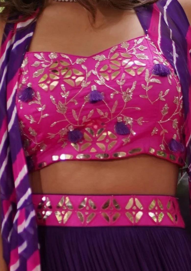 Purple Georgette Lehenga Set - Indya
