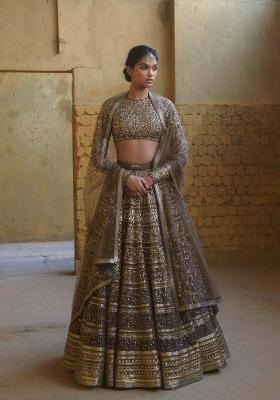 Multicolor Sequin Work Georgette Lehenga Set