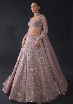 Multicolor Embroidered Net Lehenga Set