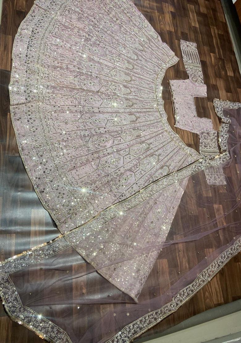 Multicolor Embroidered Net Lehenga Set - Indya