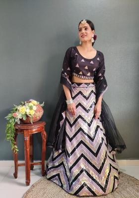 Multicolor Embroidered Net Lehenga Set