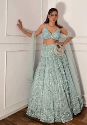 Multicolor Embroidered Georgette Lehenga Set