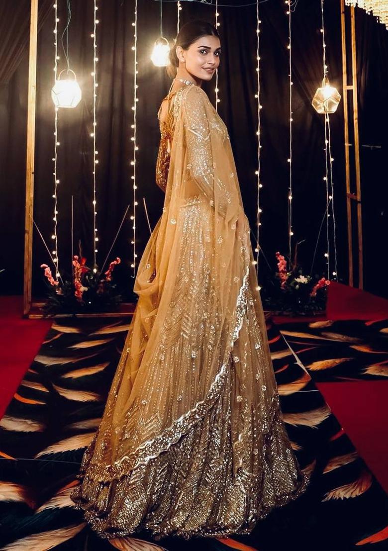 Chiku Zari Work Georgette Lehenga Set - Indya