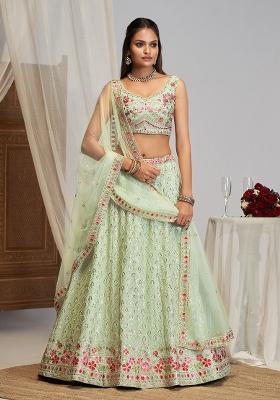 Pista Embroidered Georgette Lehenga Set
