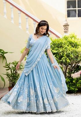 Sky Blue Georgette Lehenga Set