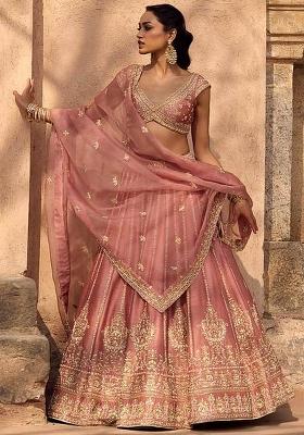 Pink Embroidered Lehenga Set