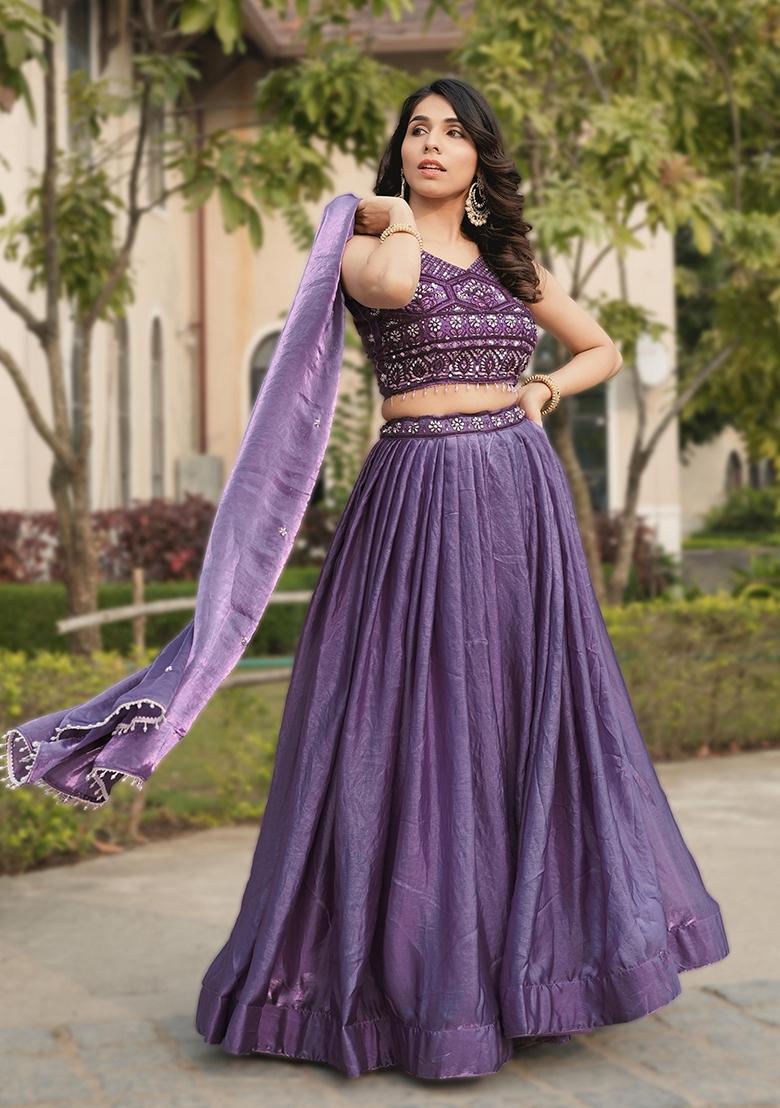 Purple Sequin Work Fendi Lehenga Set - Indya
