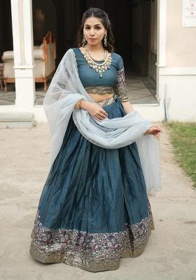 Rama Zari Work Shimmar Lehenga Set