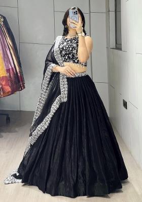 Black Embroidered Fendi Lehenga Set