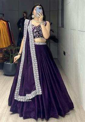 Purple Embroidered Fendi Lehenga Set