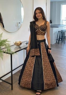 Black Printed Cotton Lehenga Set
