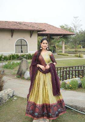 Cream Silk Lehenga Set with Zari Work for Diwali | Wedding & Festive Wear