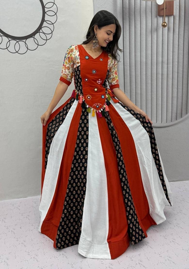 Maroon Embroidered Cotton Lehenga Set - Indya