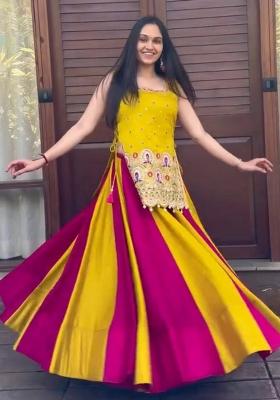 Yellow Embroidered Silk Lehenga Set
