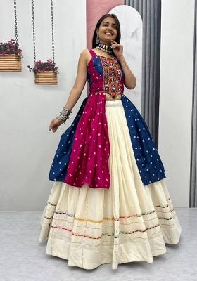 Pink Embroidered Bandhej Lehenga Set