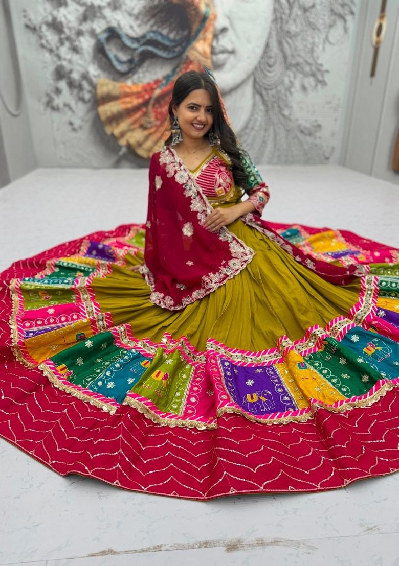 Yellow Embroidered Georgette Lehenga Set - Indya