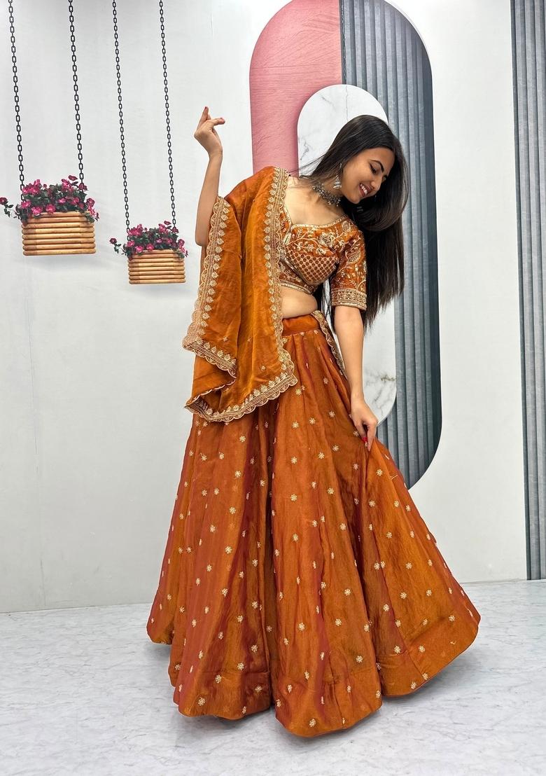 Yellow Embroidered Mosh Lehenga Set - Indya