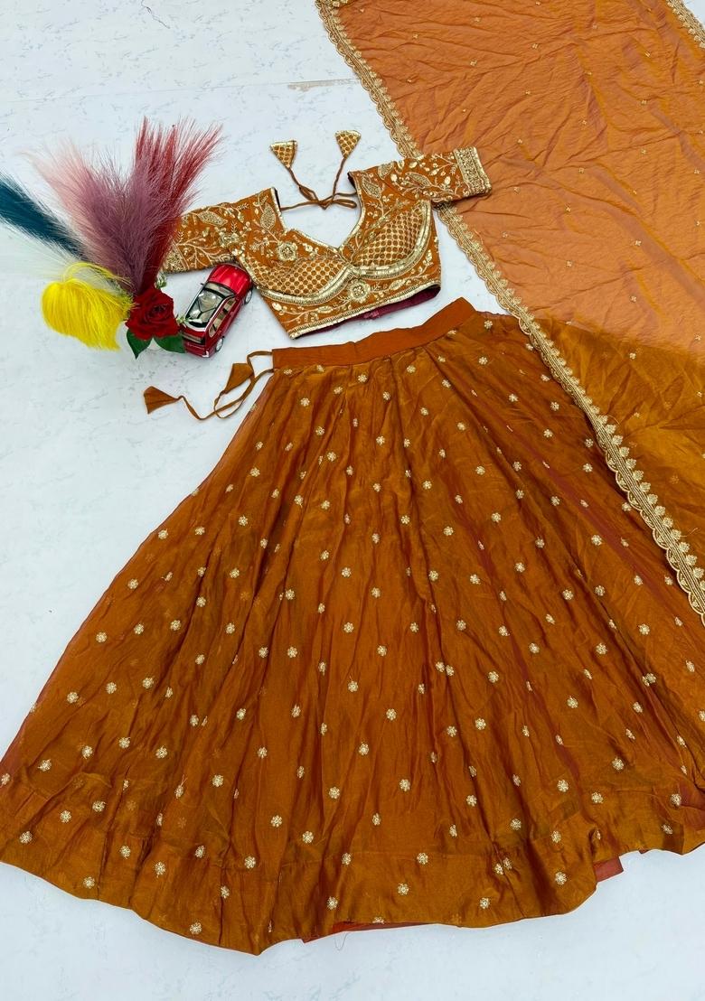 Yellow Embroidered Mosh Lehenga Set - Indya