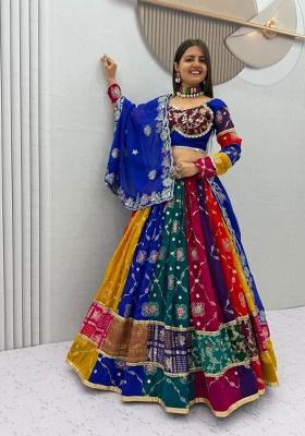 Multicolor Embroidered Georgette Lehenga Set