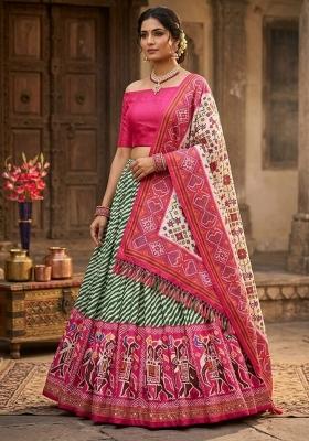 Pink Embroidered Cotton Lehenga Set