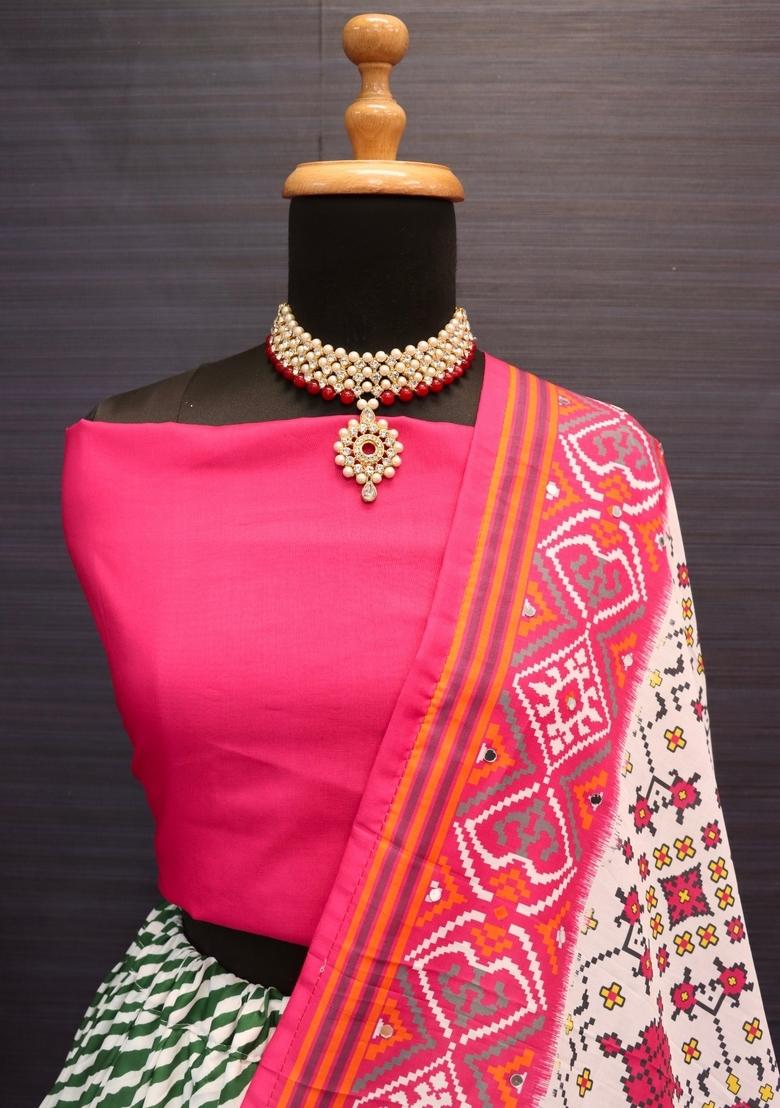 Pink Embroidered Cotton Lehenga Set - Indya