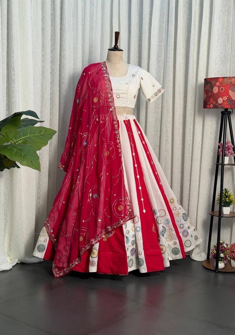Rani Pink Embroidered Silk Lehenga Set - Indya