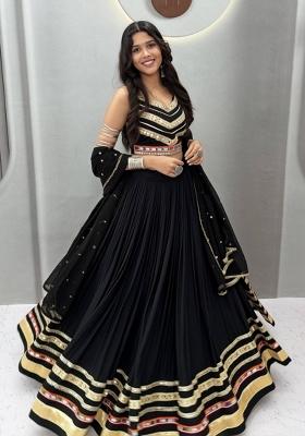 Black Gamthi Work Georgette Navratri Lehenga Set