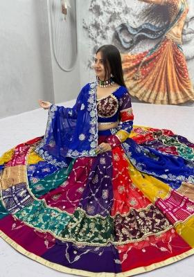 Multicolor Sequin Work Georgette Navratri Lehenga Set