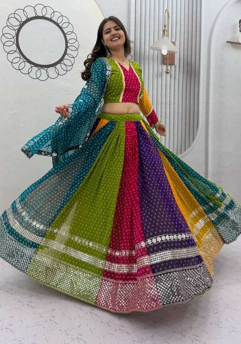 Multicolor Shivansh Georgette Navratri Lehenga Set for Diwali and Festive Wear