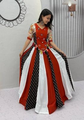 Multicolor Handwork Cotton Navratri Lehenga Set