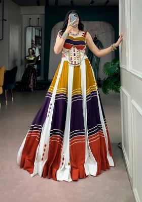 Multicolor Embellishment Rayon Lehenga Set