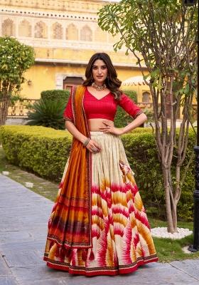 Red Embroidered Silk Lehenga Set