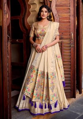 Purple Embroidered Shimmer Lehenga Set