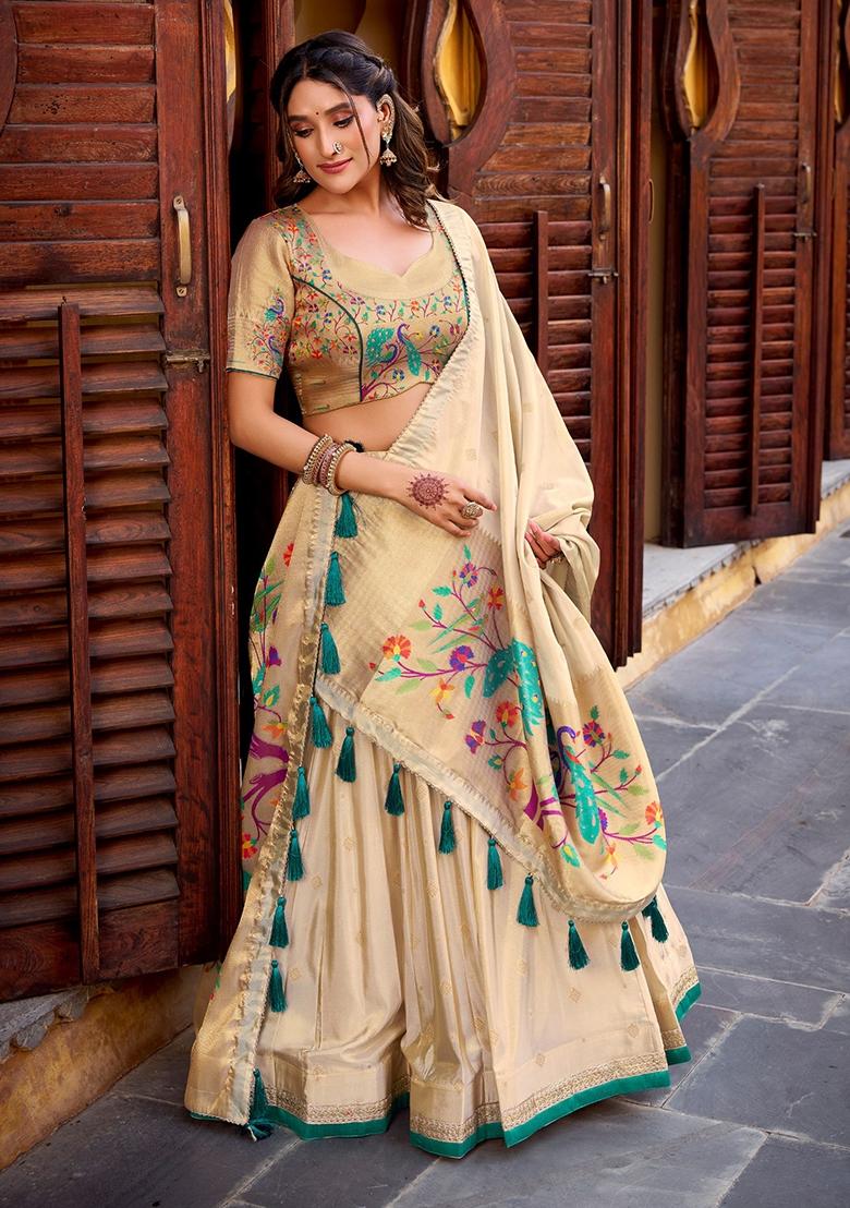 Rama Embroidered Shimmer Lehenga Set - Indya