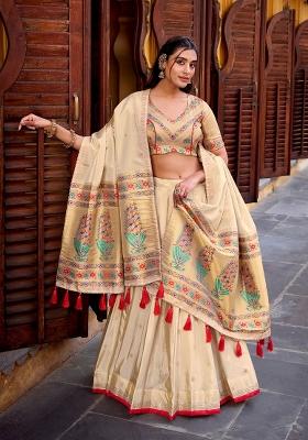 Red Embroidered Shimmer Lehenga Set