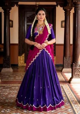 Purple Embroidered Lehenga Set