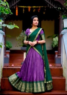 Purple Embroidered Dola Lehenga Set