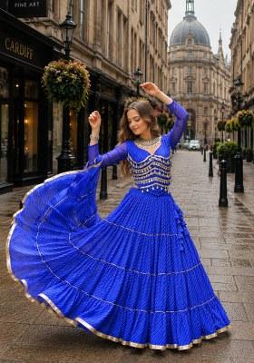 Blue Embroidered Georgette Lehenga Choli