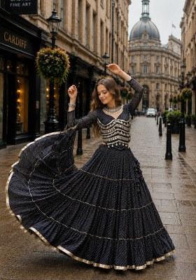 Black Embroidered Georgette Lehenga Choli