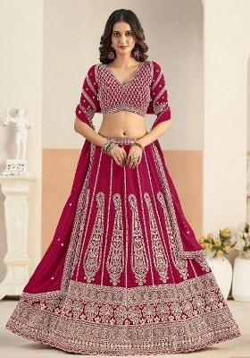 Pink Sequin Work Georgette Lehenga Set
