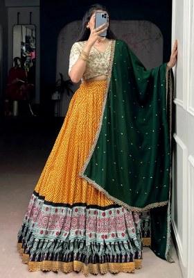 Yellow Embroidered Rayon Lehenga Set