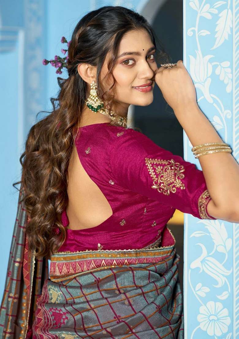 Pink Embroidered Silk Lehenga Set - Indya