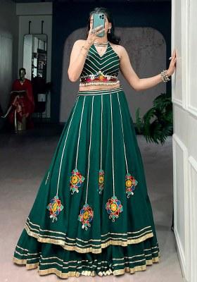 Green Gota Patti Georgette Lehenga Set
