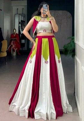 Multicolor Gota Patti Rayon Lehenga Set