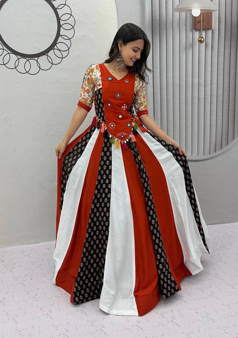 Maroon Embroidered Cotton Lehenga Set - Indya