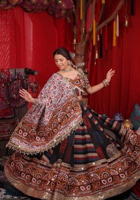 Multicolor Mirror Work Cotton Lehenga Set