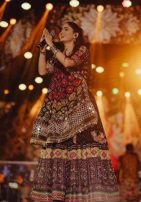 Black Mirror Work Cotton Lehenga Set