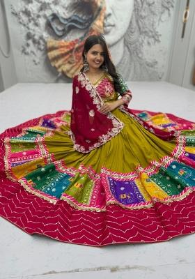 Yellow Embroidered Georgette Lehenga Set