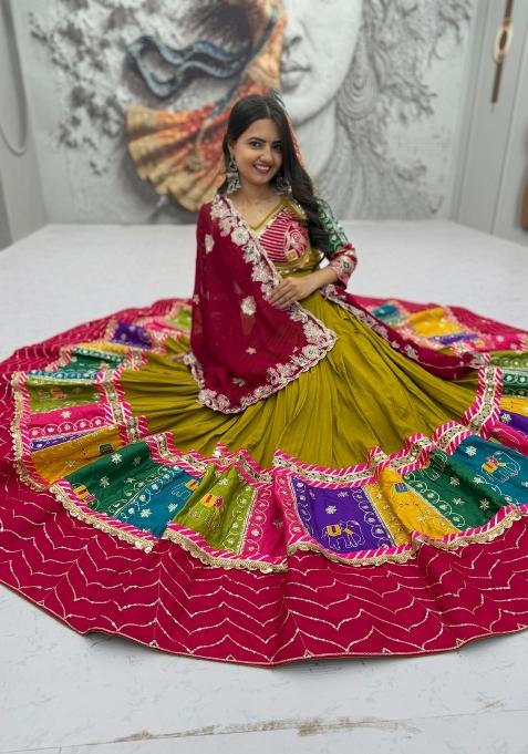 Yellow Embroidered Georgette Lehenga Set